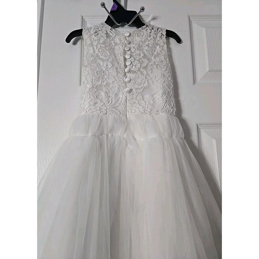 Girls Dress‎ Formal White Lace See Measurements Below